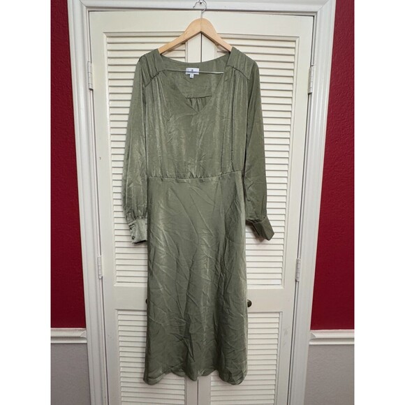 SOCIALITE Nordstrom bias cut long sleeve green midi dress SZ XL - Picture 1 of 6